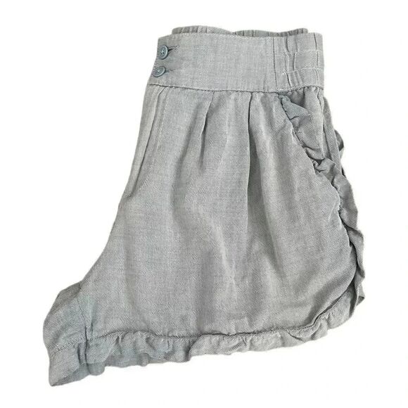 Who What Wear Cotton High Waist Scallop Blue Elastic Waist Pockets Shorts Sz 8 - Picture 10 of 12